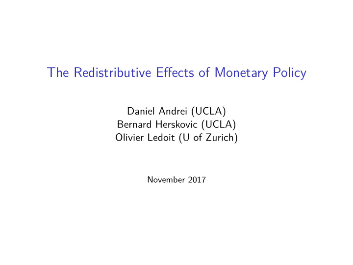 the redistributive effects of monetary policy