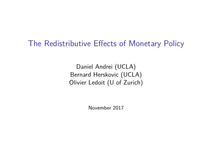 the redistributive effects of monetary policy