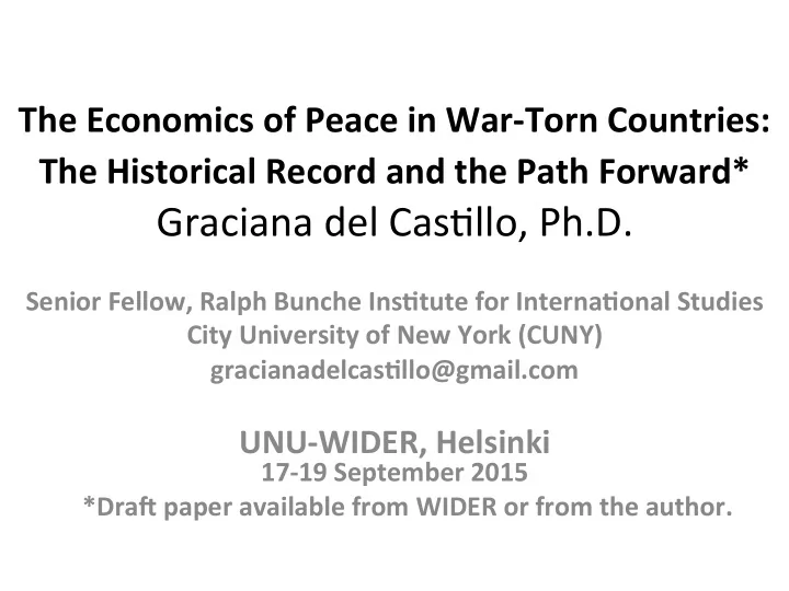the historical record and the path forward graciana del