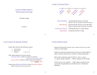 Lenders Contract Prism  Credit and Microfinance:  e  l  e  t  a  c  s  t  r  a  a  r  e  o  t  r