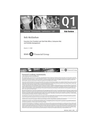 Investor  Community  Conference  Call Q1  2008  2008  2008  2008  Risk Review  Risk Review  Risk