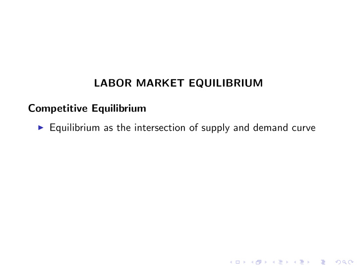 labor market equilibrium competitive equilibrium i