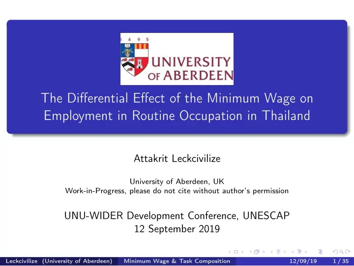 the differential effect of the minimum wage on employment