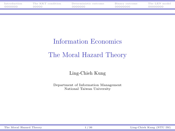 information economics the moral hazard theory