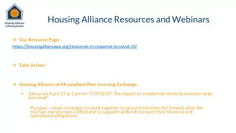 Housing Alliance Resources and Webinars  Our Resource Page