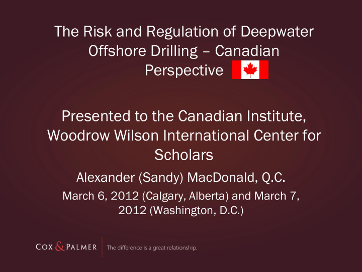 presented to the canadian institute woodrow wilson
