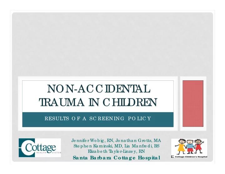 non acci de nt al t rauma i n chi l dre n