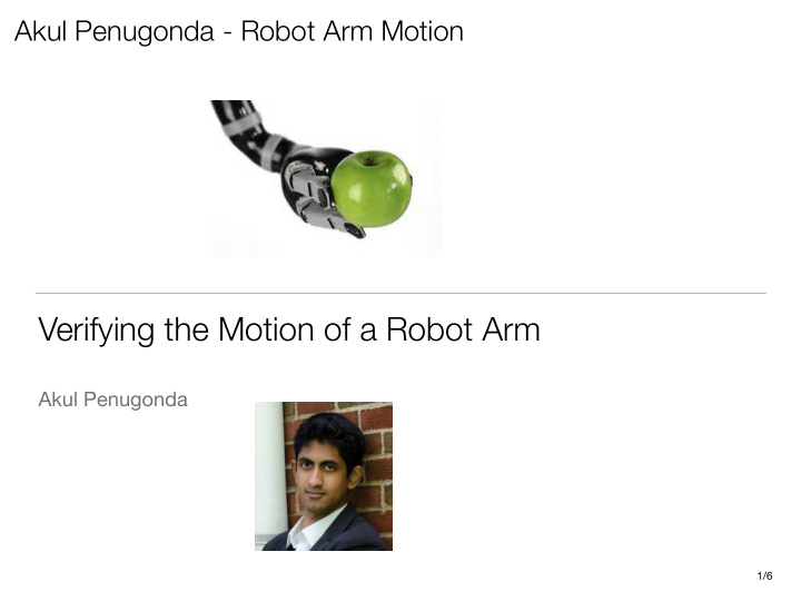 verifying the motion of a robot arm