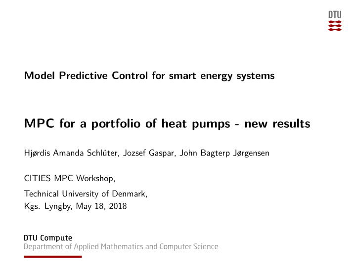 mpc for a portfolio of heat pumps new results