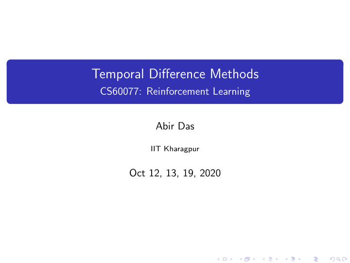temporal difference methods