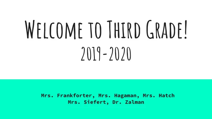 welcome to third grade