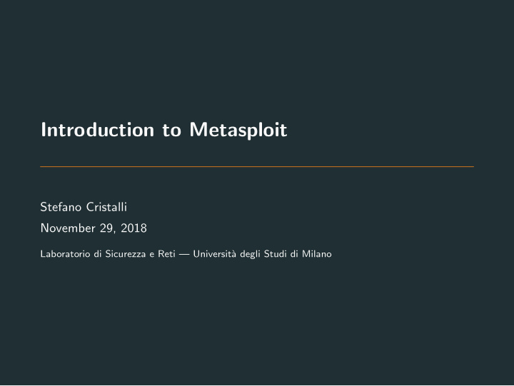 introduction to metasploit