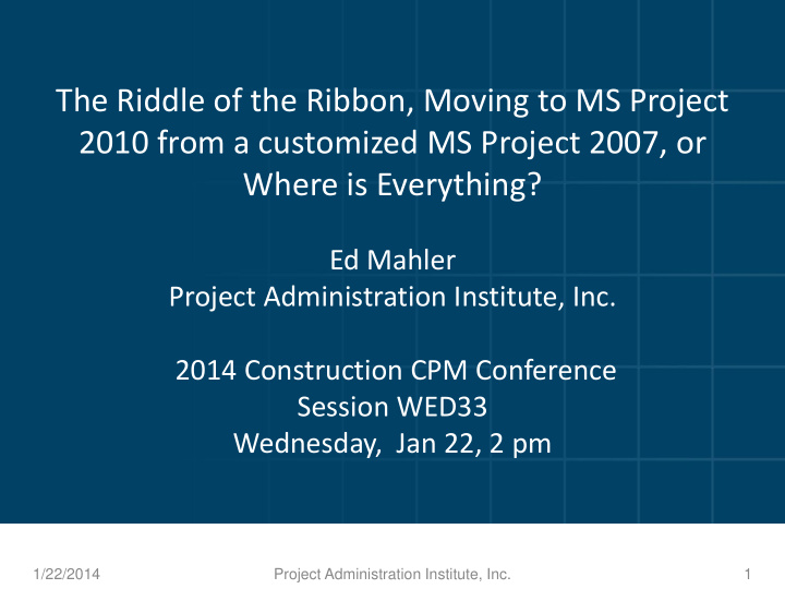 the riddle of the ribbon moving to ms project 2010 from a
