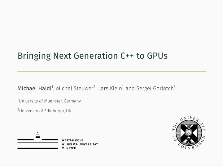 bringing next generation c to gpus