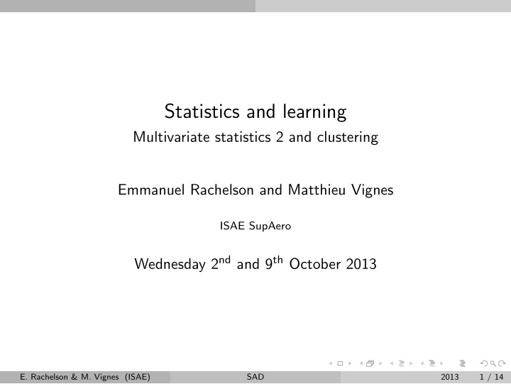 statistics and learning