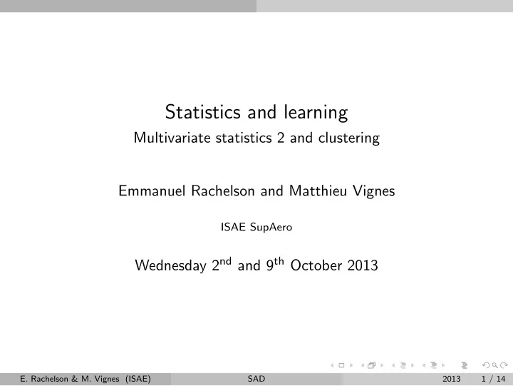 statistics and learning