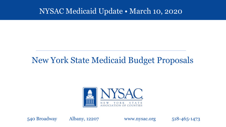 new york state medicaid budget proposals