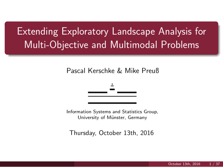 extending exploratory landscape analysis for multi
