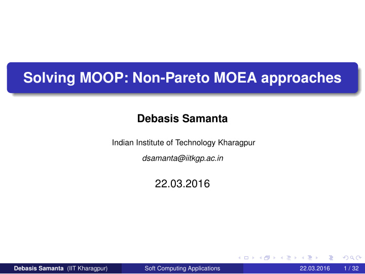 solving moop non pareto moea approaches