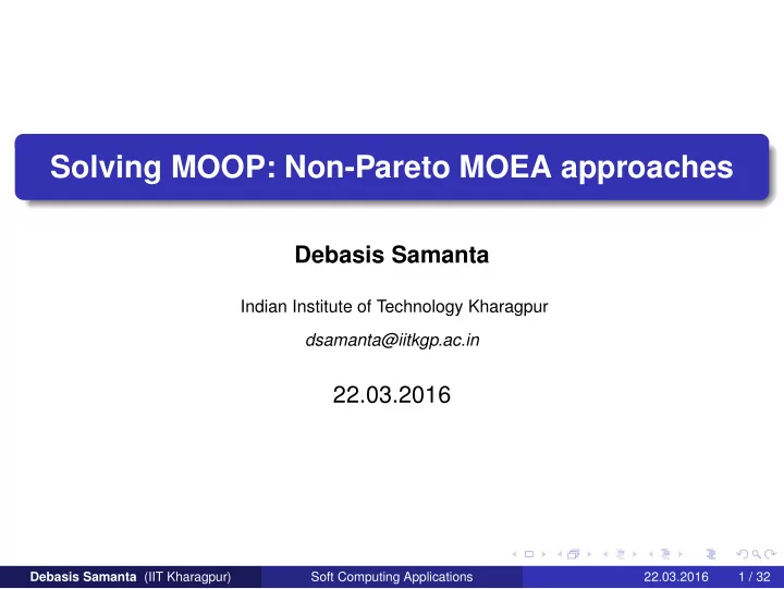 solving moop non pareto moea approaches