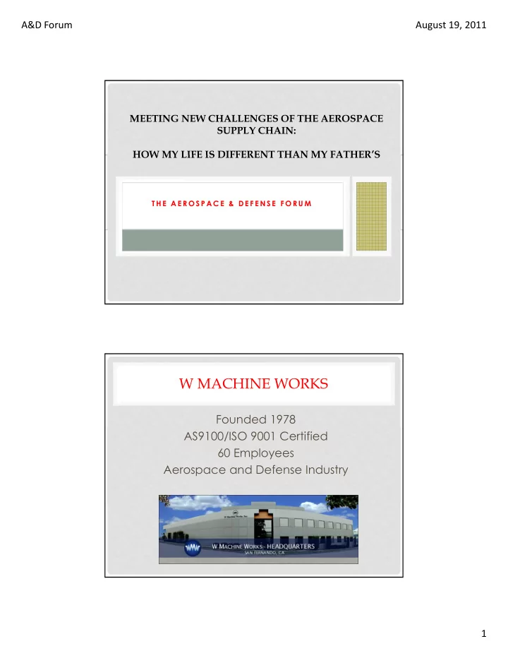 w machine works