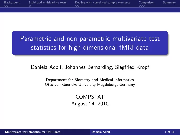 parametric and non parametric multivariate test