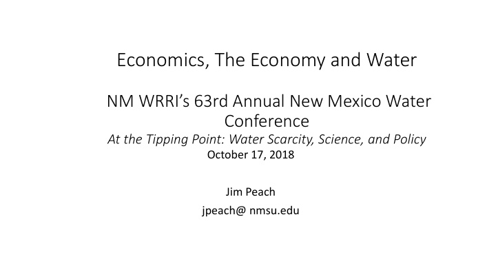 economics the economy and water