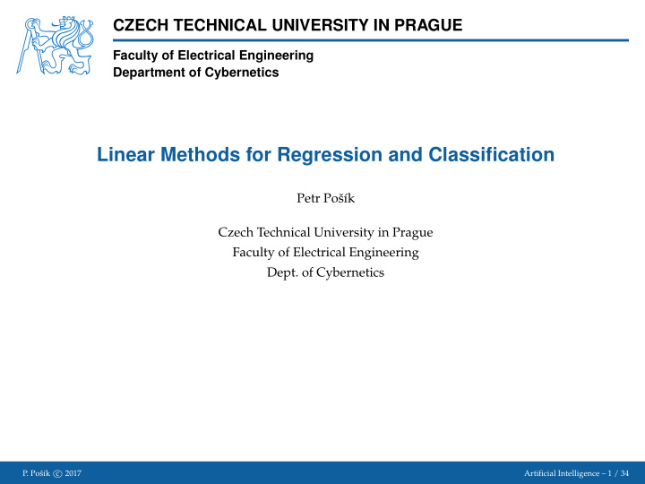 linear methods for regression and classification