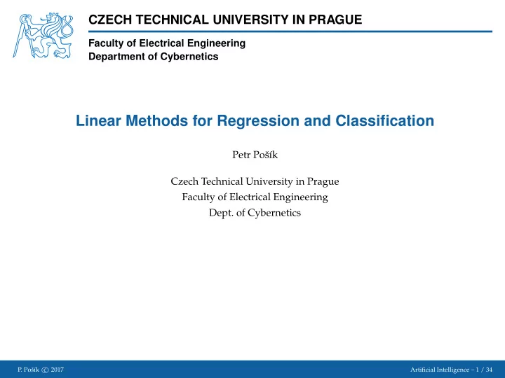 linear methods for regression and classification