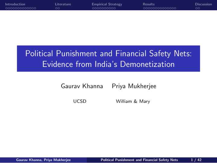 political punishment and financial safety nets evidence