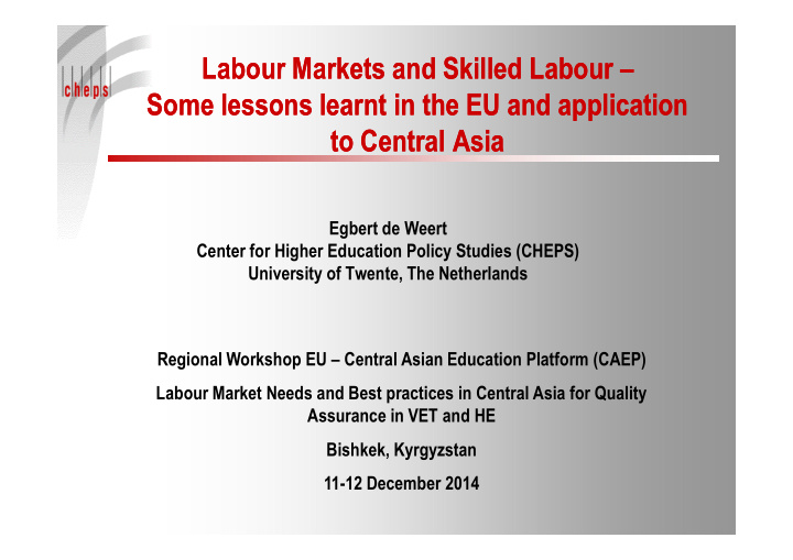 labour markets and skilled labour labour markets and