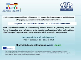 Ekaterini Anagnostopoulos, Aspic Lavoro  A common European Legacy: Transnational strategic