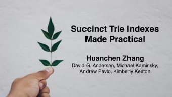 Succinct Trie Indexes  Made Practical  Huanchen Zhang  David G. Andersen, Michael Kaminsky,  Andrew