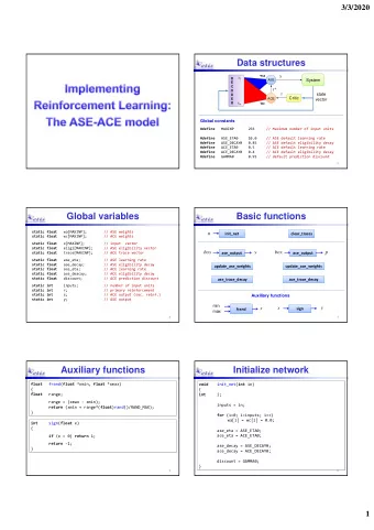 Data structures  wa  y x 1  D  ASE  System  System  E  C  r*  O  r  state  D  Critic  Critic  E