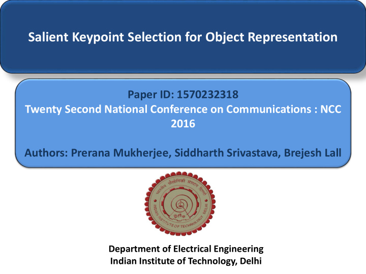 salient keypoint selection for object representation