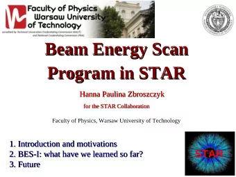 Beam Energy Scan  Beam Energy Scan  Program in STAR  Program in STAR  Hanna Paulina Zbroszczyk