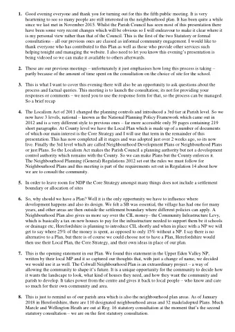 1. Good evening everyone and thank you for turning out for this the fifth public meeting. It is