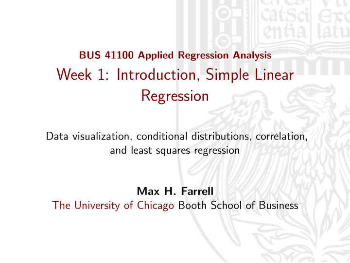 week 1 introduction simple linear regression