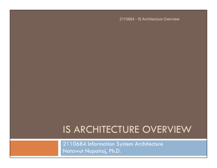 is architecture overview