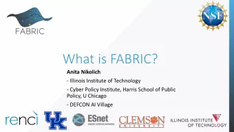 What is FABRIC?  Anita Nikolich  - Illinois Institute of Technology  - Cyber Policy Institute,