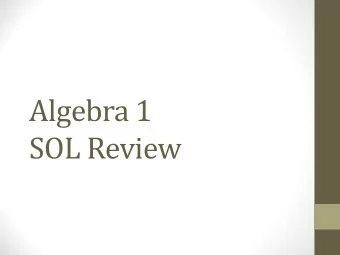 Algebra 1  SOL Review  1 - Finding MAD and Variance  1)  Find the mean of the data  2)  Create the