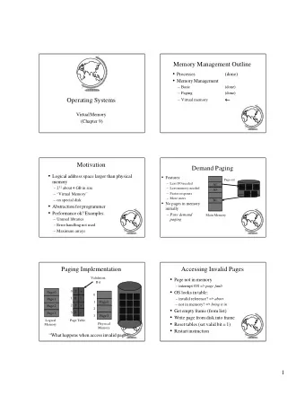 Memory Management Outline  Processes  (done)  Memory Management   Basic  (done)