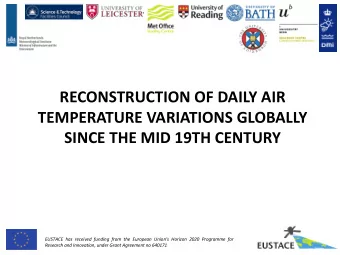 RECONSTRUCTION OF DAILY AIR  TEMPERATURE VARIATIONS GLOBALLY  SINCE THE MID 19TH CENTURY  EUSTACE