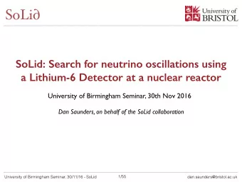 SoLi   SoLid: Search for neutrino oscillations using  a Lithium-6 Detector at a nuclear reactor