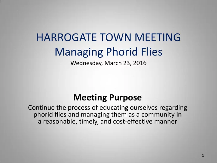 harrogate town meeting managing phorid flies