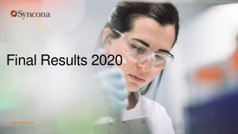 Final Results 2020  synconaltd.com  Cautionary statement  This presentation has been prepared and