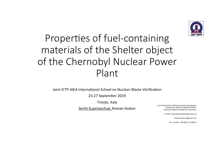 proper es of fuel containing materials of the shelter