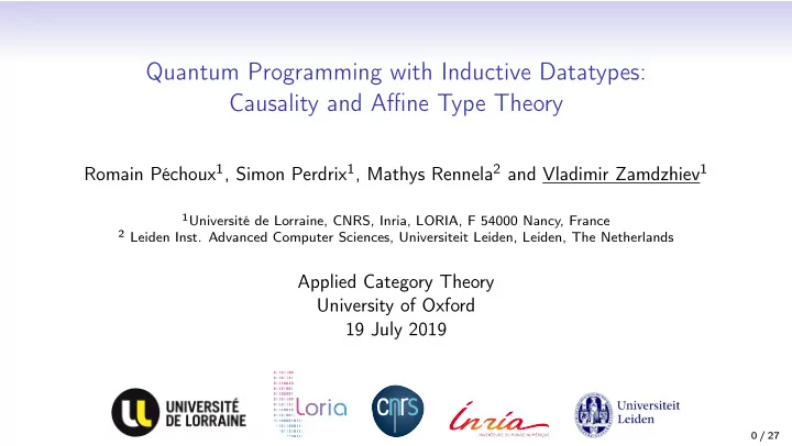 quantum programming with inductive datatypes causality