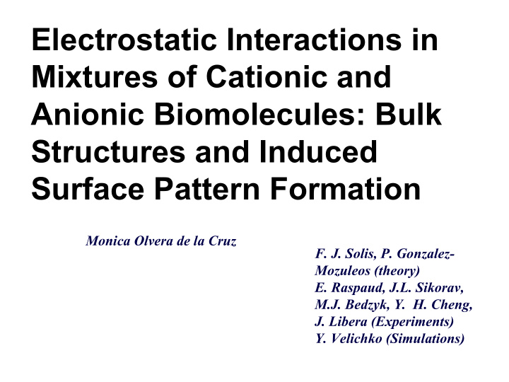 electrostatic interactions in mixtures of cationic and