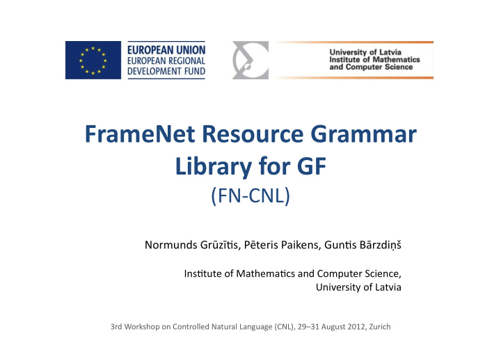 framenet resource grammar library for gf fn cnl